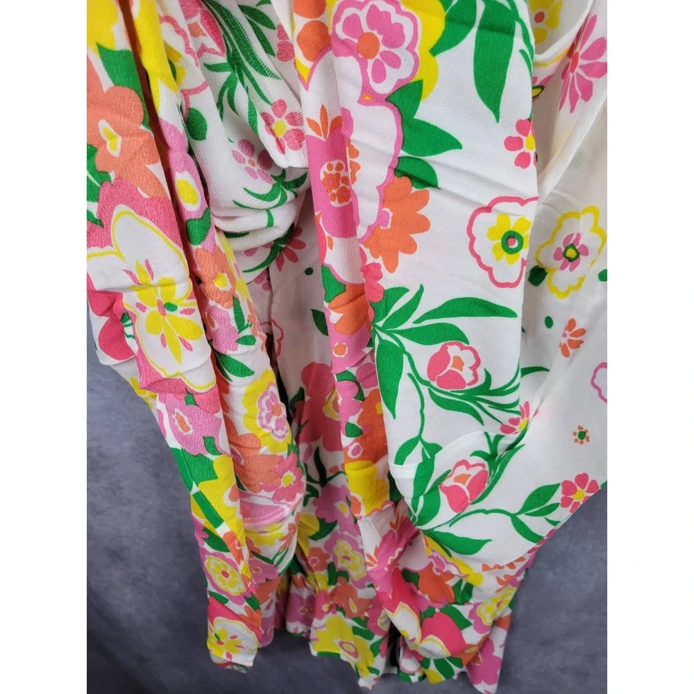 Mister Zimi Abbie Dress White‎ Meadow Floral Smocked Midi Size 10